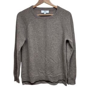 Magaschoni 100% Cashmere Crewneck Sweater Taupe Brown Size L